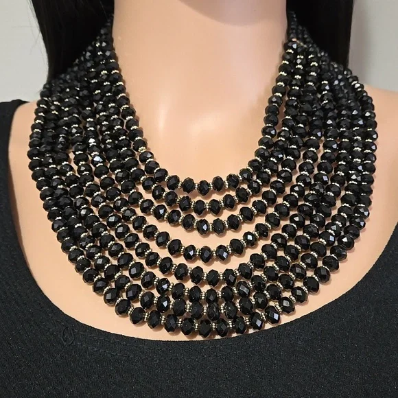 Natasha Couture Black & Gold Necklace - Picture 2 of 8